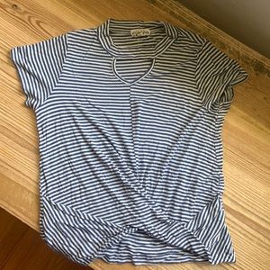 Girls blue and white striped top